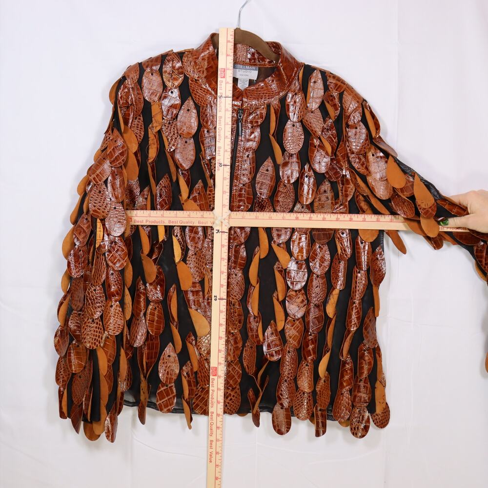 Stillman Studio Leather Leaf Jacket 2X NWT Brown Statement - Picture 4 of 7
